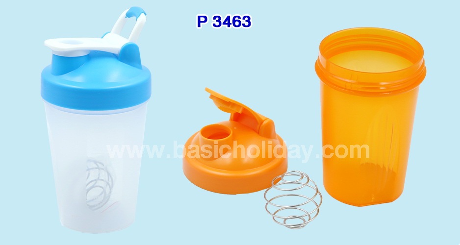 P 3463 กระบอกน้ำพลาสติก แก้วเชค ขนาด 400 ml. (พลาสติก BPA FREE)